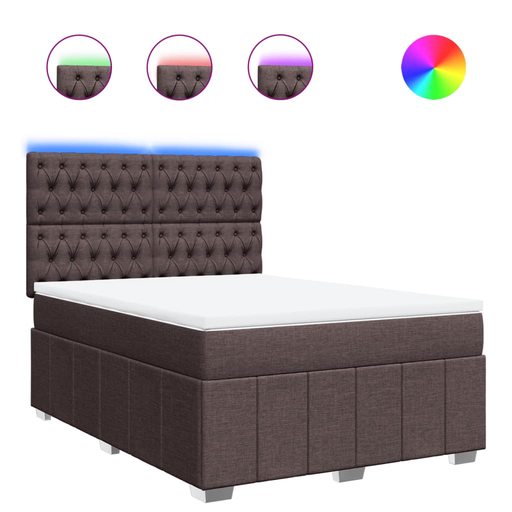 Box Spring Postel S Matrací Tmavě Hnědá 140X190 Cm Textil