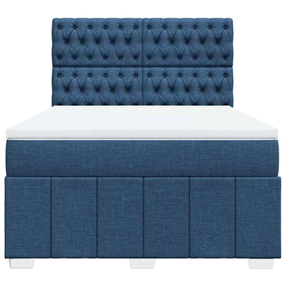 Box Spring Postel S Matrací Modrá 140X190 Cm Textil