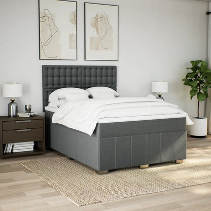 Box Spring Postel S Matrací Tmavě Šedý 140 X 190 Cm Textil
