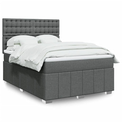 Box Spring Postel S Matrací Tmavě Šedý 140 X 190 Cm Textil
