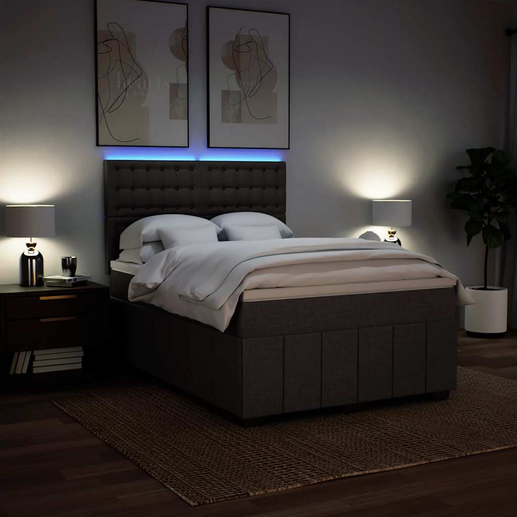 Box Spring Postel S Matrací Tmavě Hnědá 140X190 Cm Textil