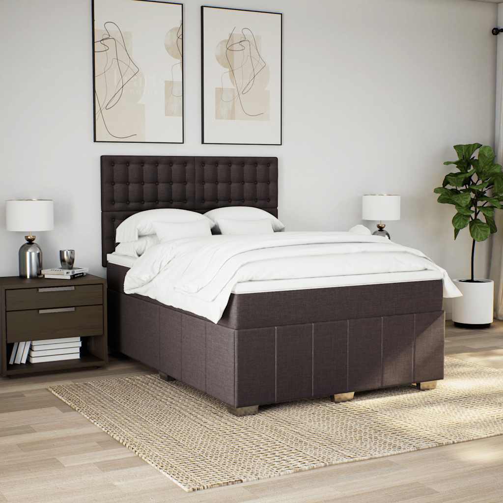 Box Spring Postel S Matrací Tmavě Hnědá 140X190 Cm Textil