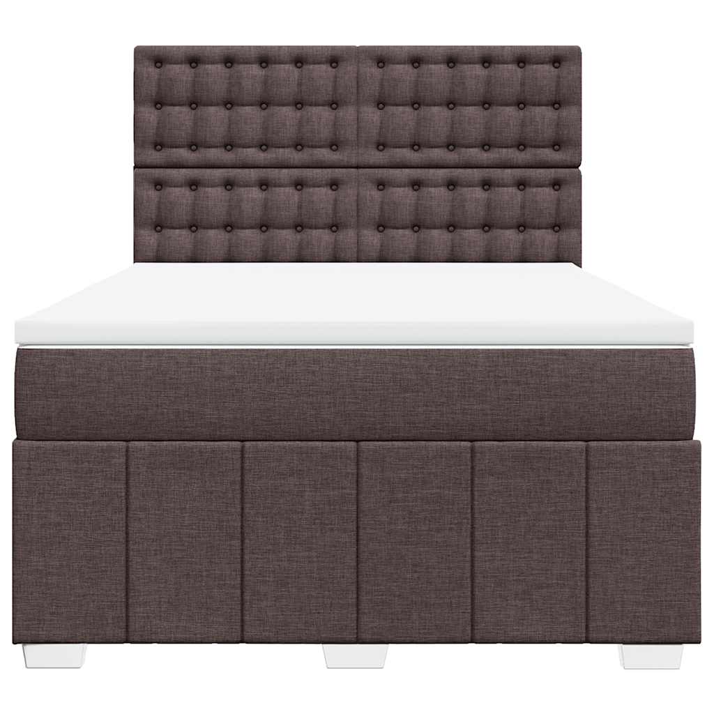 Box Spring Postel S Matrací Tmavě Hnědá 140X190 Cm Textil