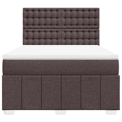 Box Spring Postel S Matrací Tmavě Hnědá 140X190 Cm Textil