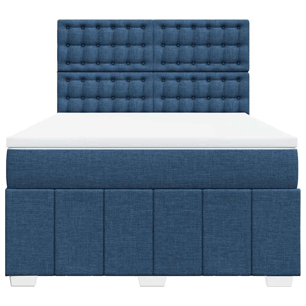 Box Spring Postel S Matrací Modrá 140X190 Cm Textil
