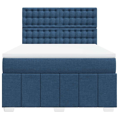Box Spring Postel S Matrací Modrá 140X190 Cm Textil