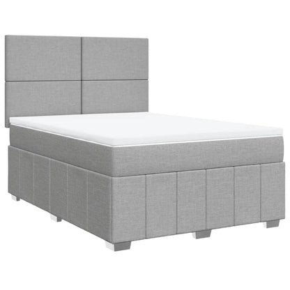 Box Spring Postel S Matrací Světle Šedá 140 X 200 Cm Textil