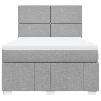 Box Spring Postel S Matrací Světle Šedá 140 X 200 Cm Textil