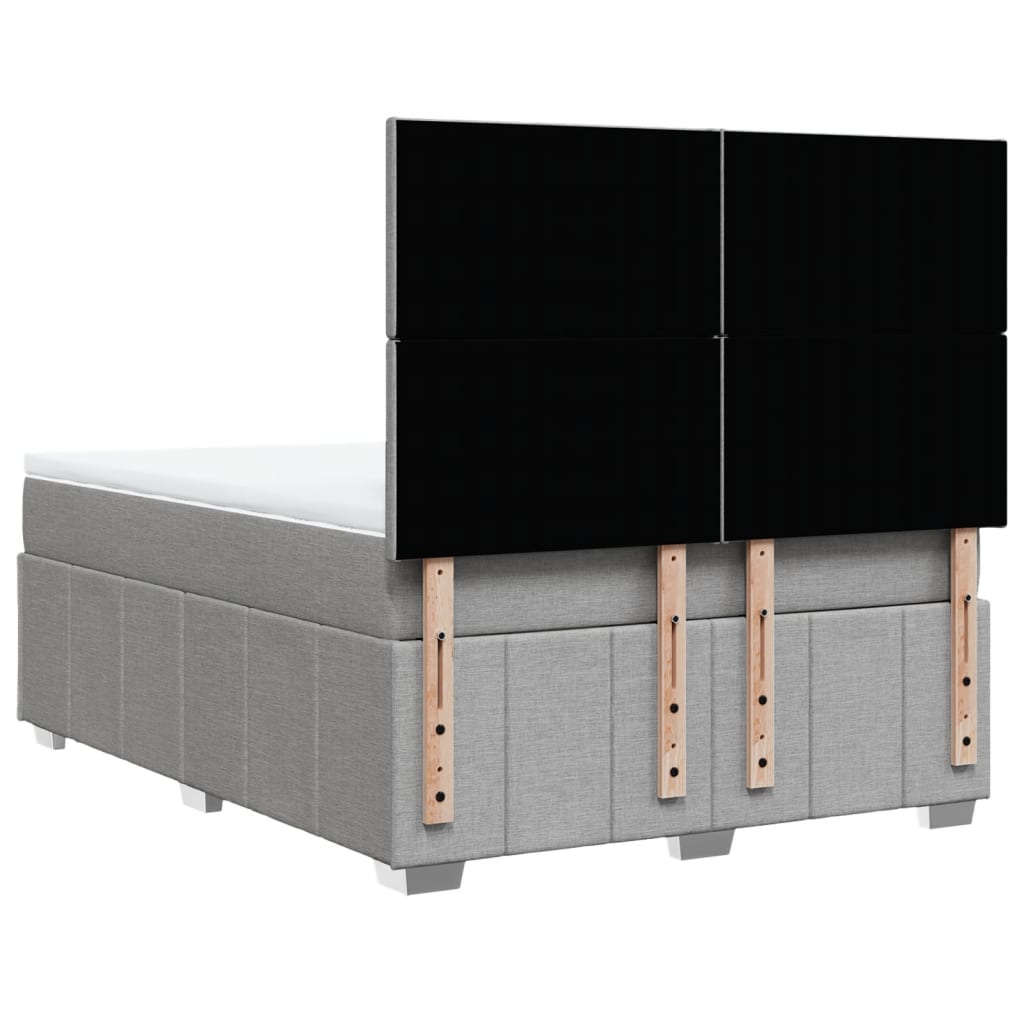 Box Spring Postel S Matrací Světle Šedá 140 X 200 Cm Textil
