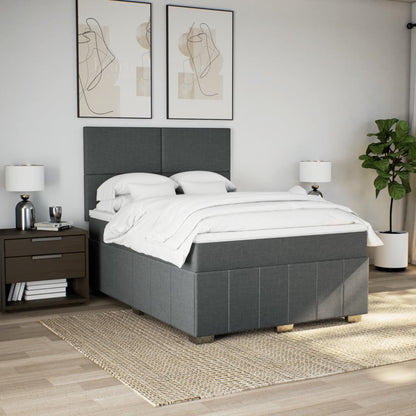 Box Spring Postel S Matrací Tmavě Šedá 140X200 Cm Textil