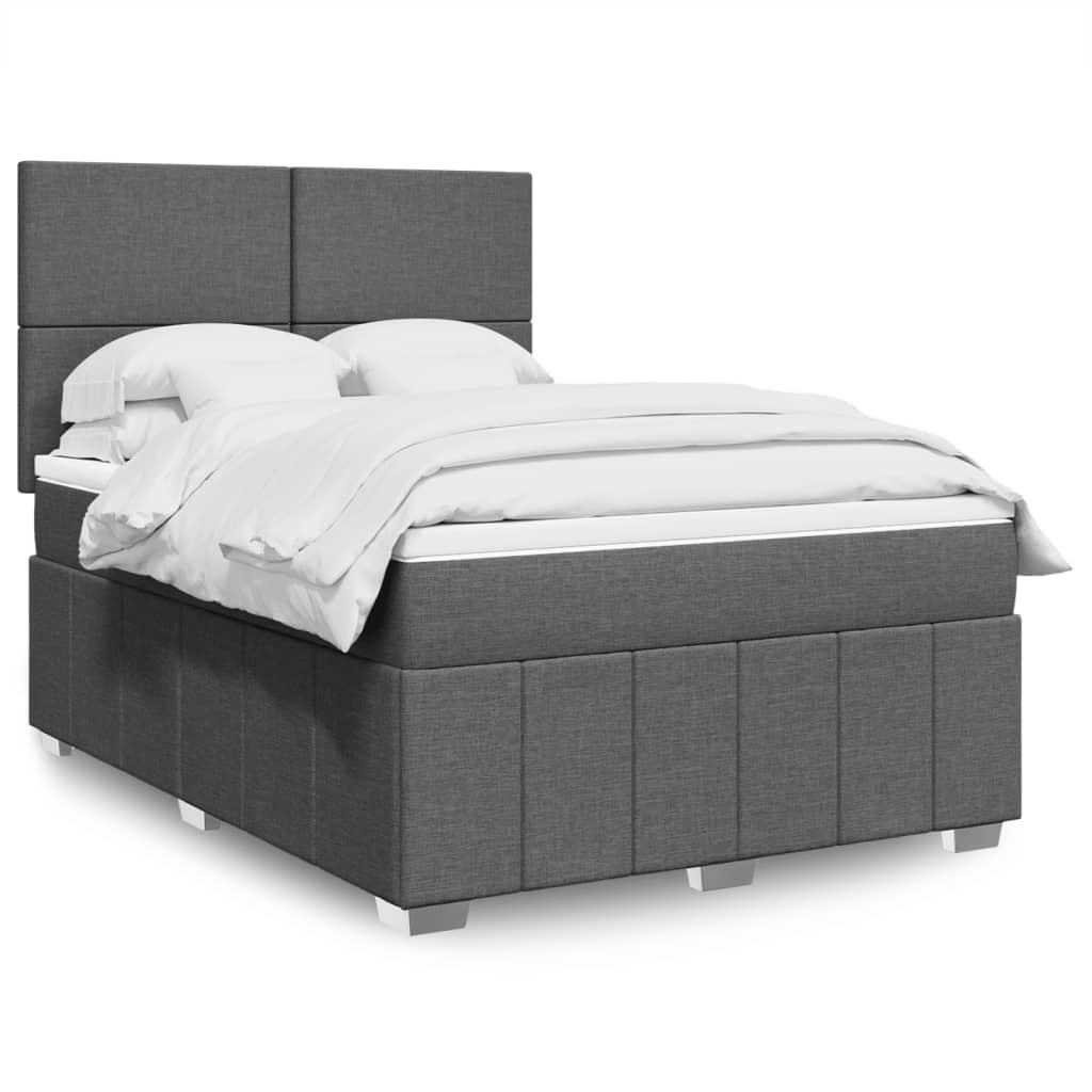 Box Spring Postel S Matrací Tmavě Šedá 140X200 Cm Textil