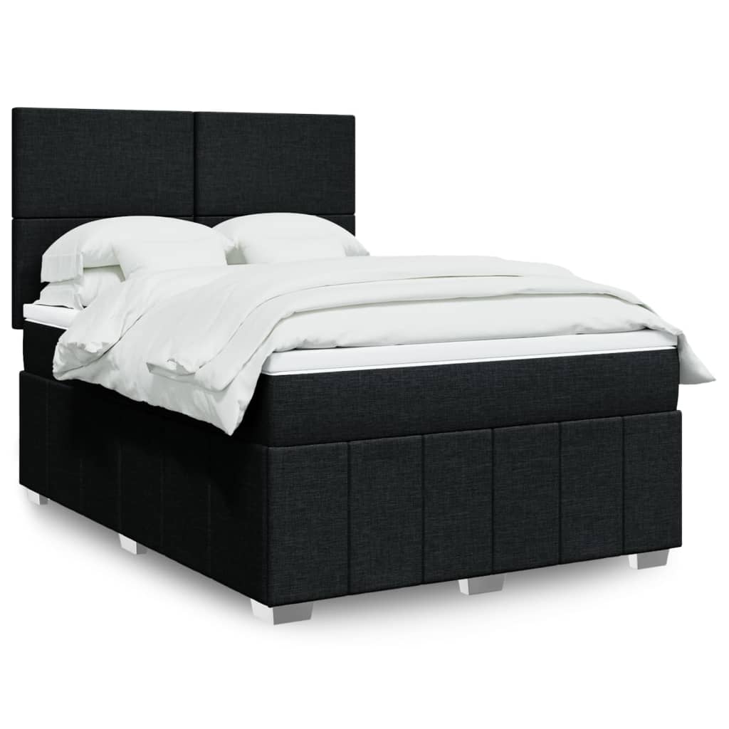 Box Spring Postel S Matrací Černá Textil Černá
