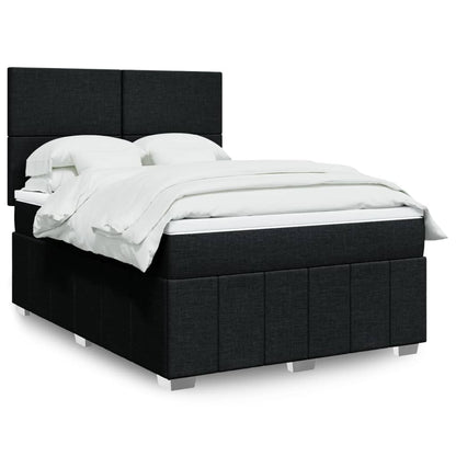 Box Spring Postel S Matrací Černá Textil Černá