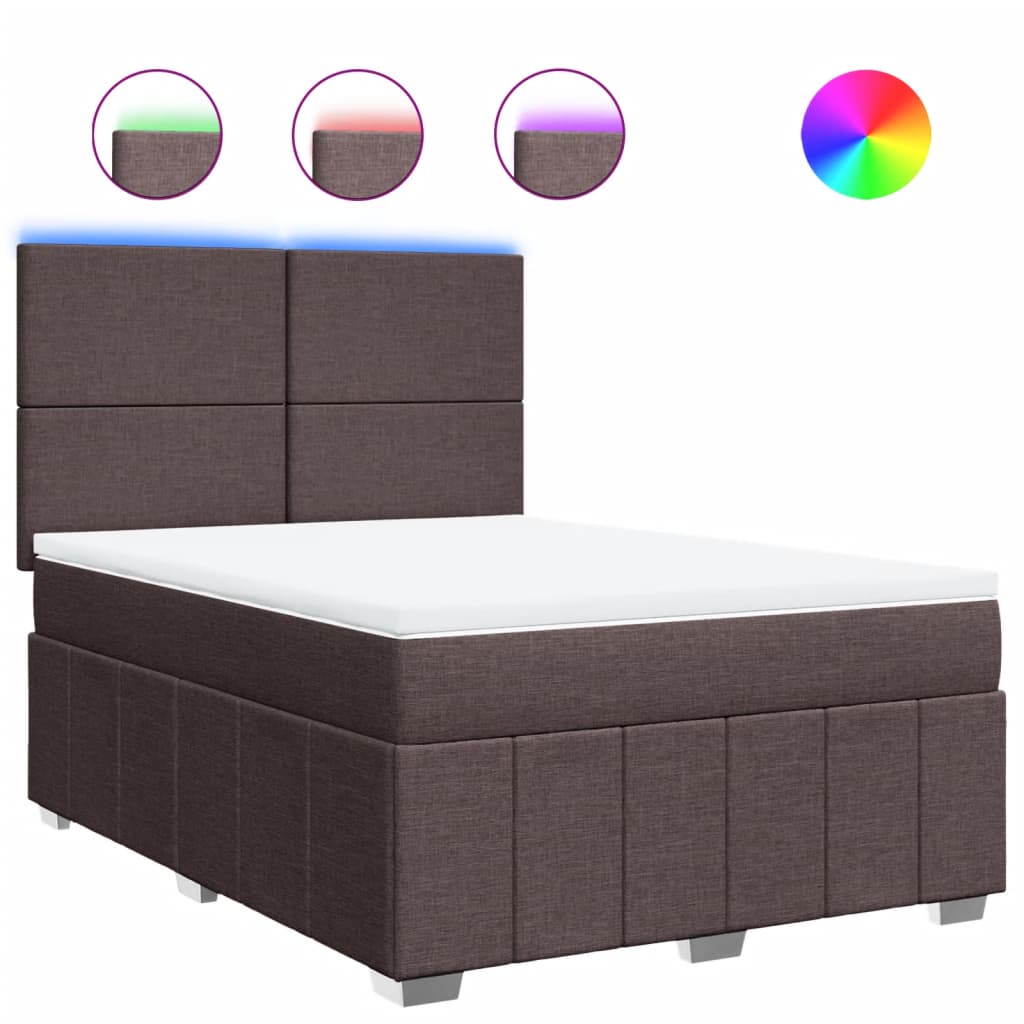 Box Spring Postel S Matrací Tmavě Hnědá 140X200 Cm Textil