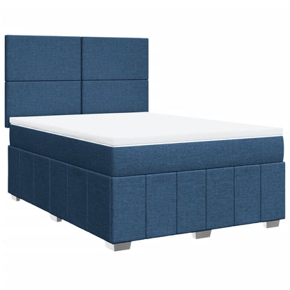 Box Spring Postel S Matrací Modrá 140X200 Cm Textil