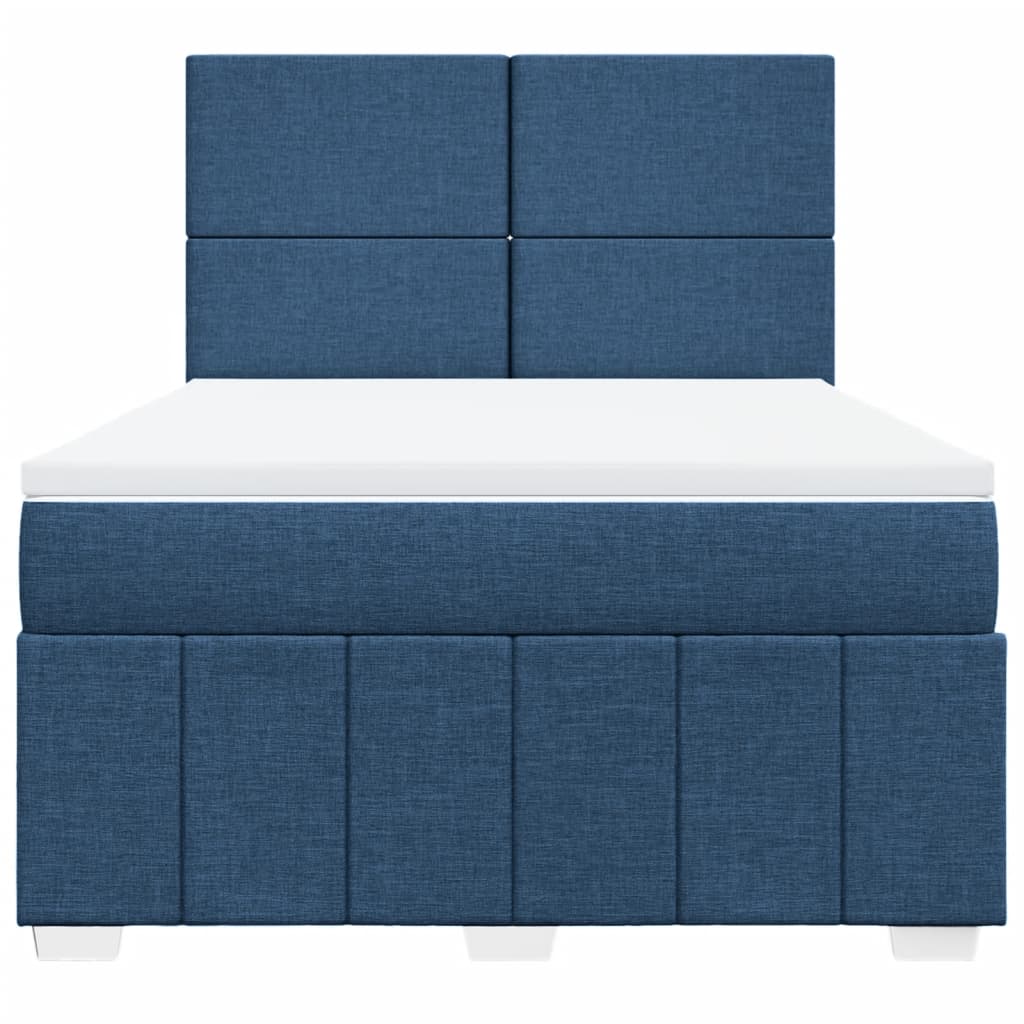 Box Spring Postel S Matrací Modrá 140X200 Cm Textil