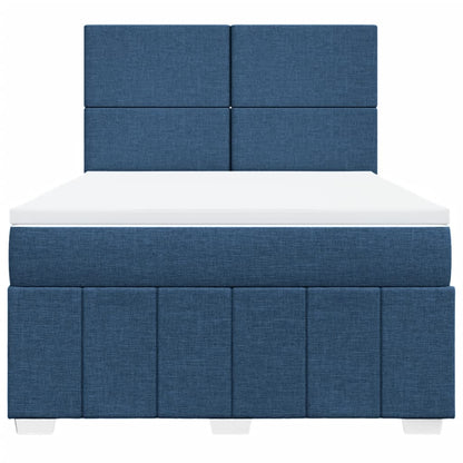 Box Spring Postel S Matrací Modrá 140X200 Cm Textil