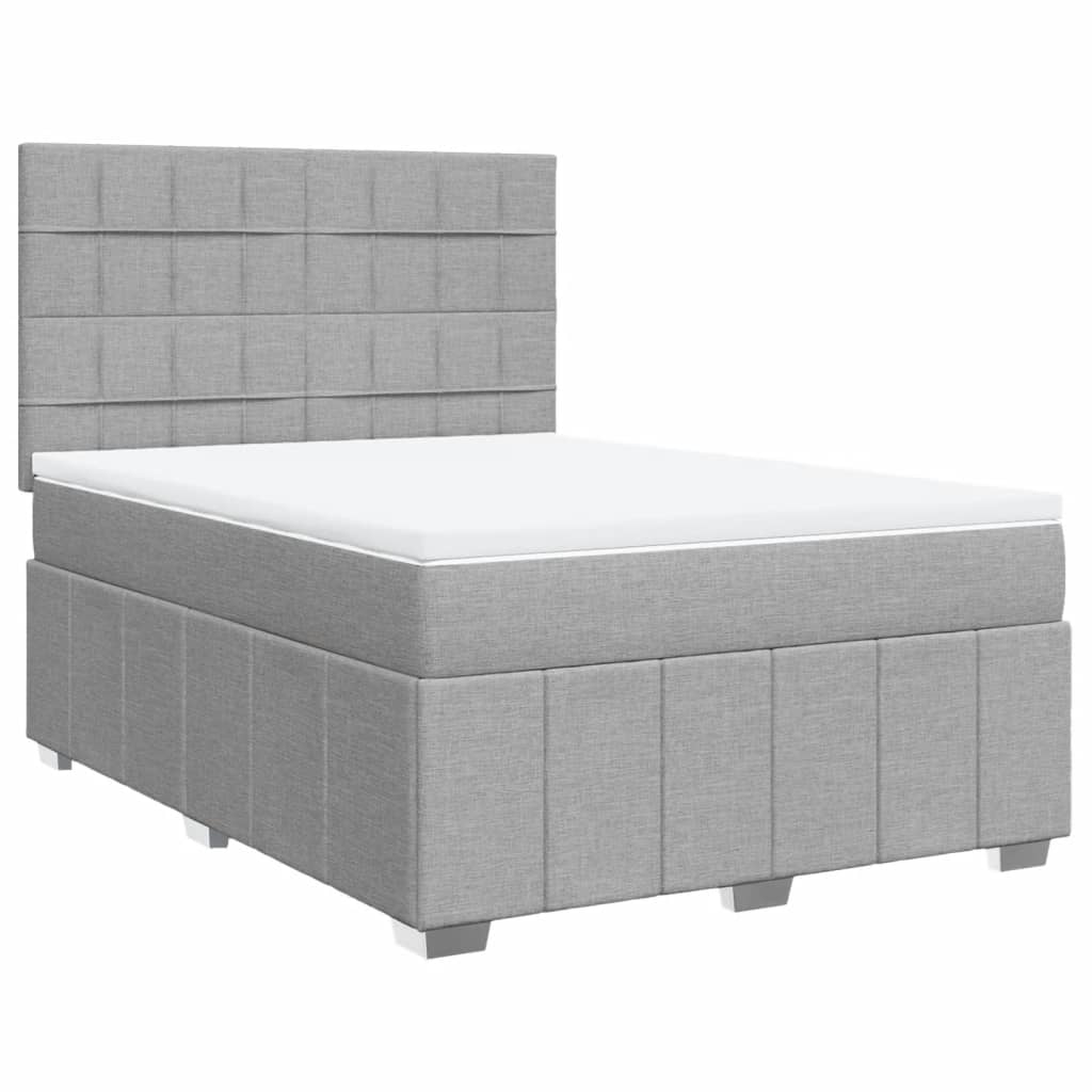 Box Spring Postel S Matrací Světle Šedá 140 X 200 Cm Textil