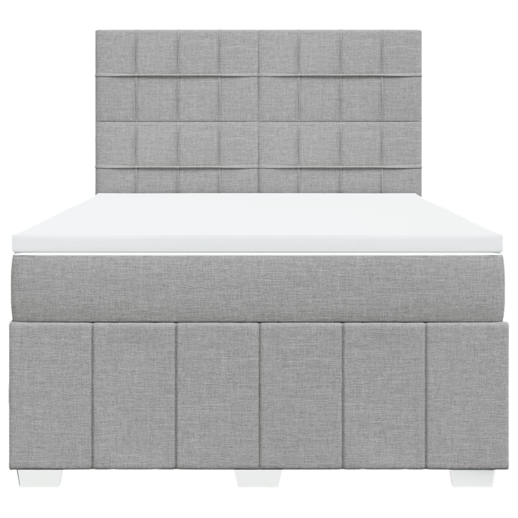 Box Spring Postel S Matrací Světle Šedá 140 X 200 Cm Textil