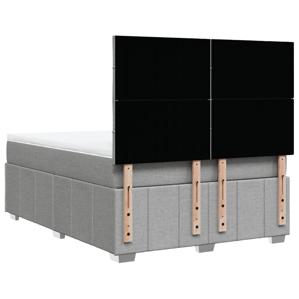 Box Spring Postel S Matrací Světle Šedá 140 X 200 Cm Textil
