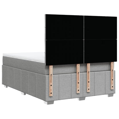 Box Spring Postel S Matrací Světle Šedá 140 X 200 Cm Textil