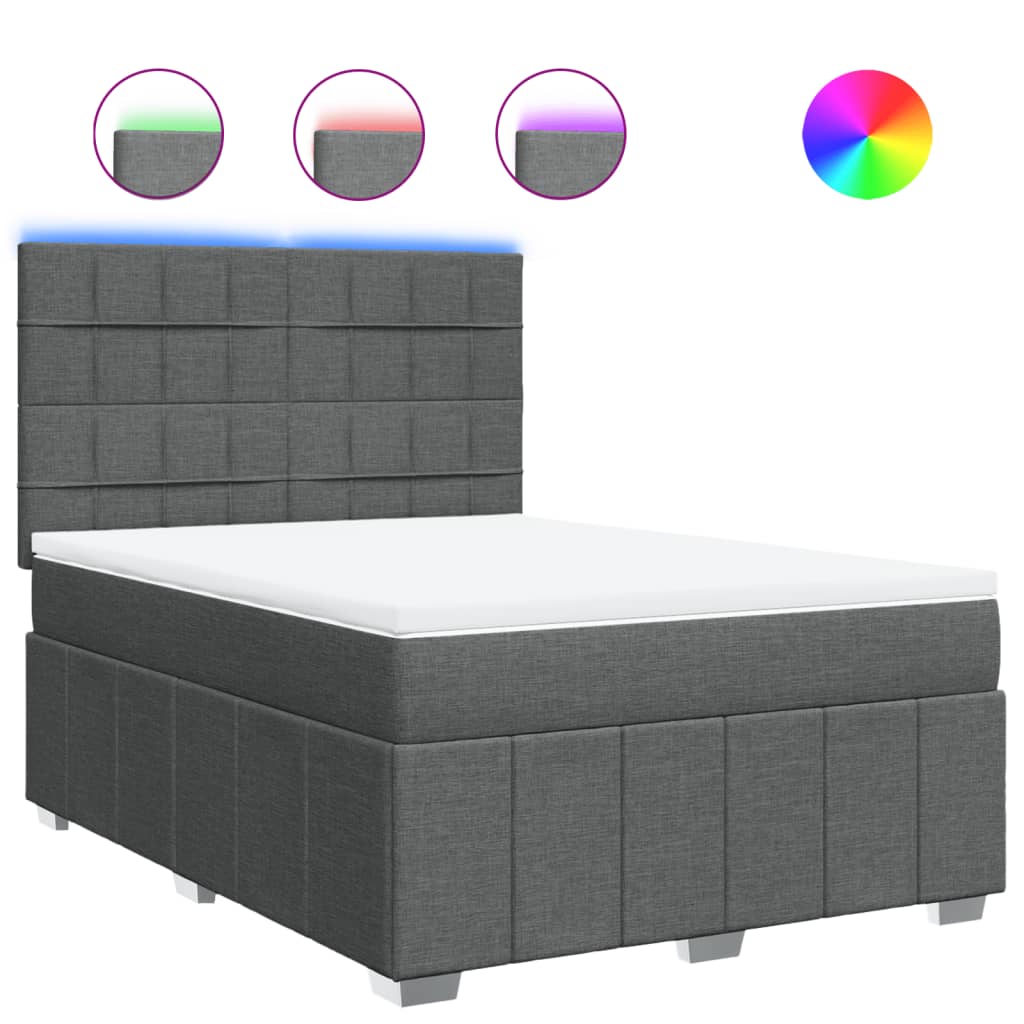 Box Spring Postel S Matrací Tmavě Šedá 140X200 Cm Textil
