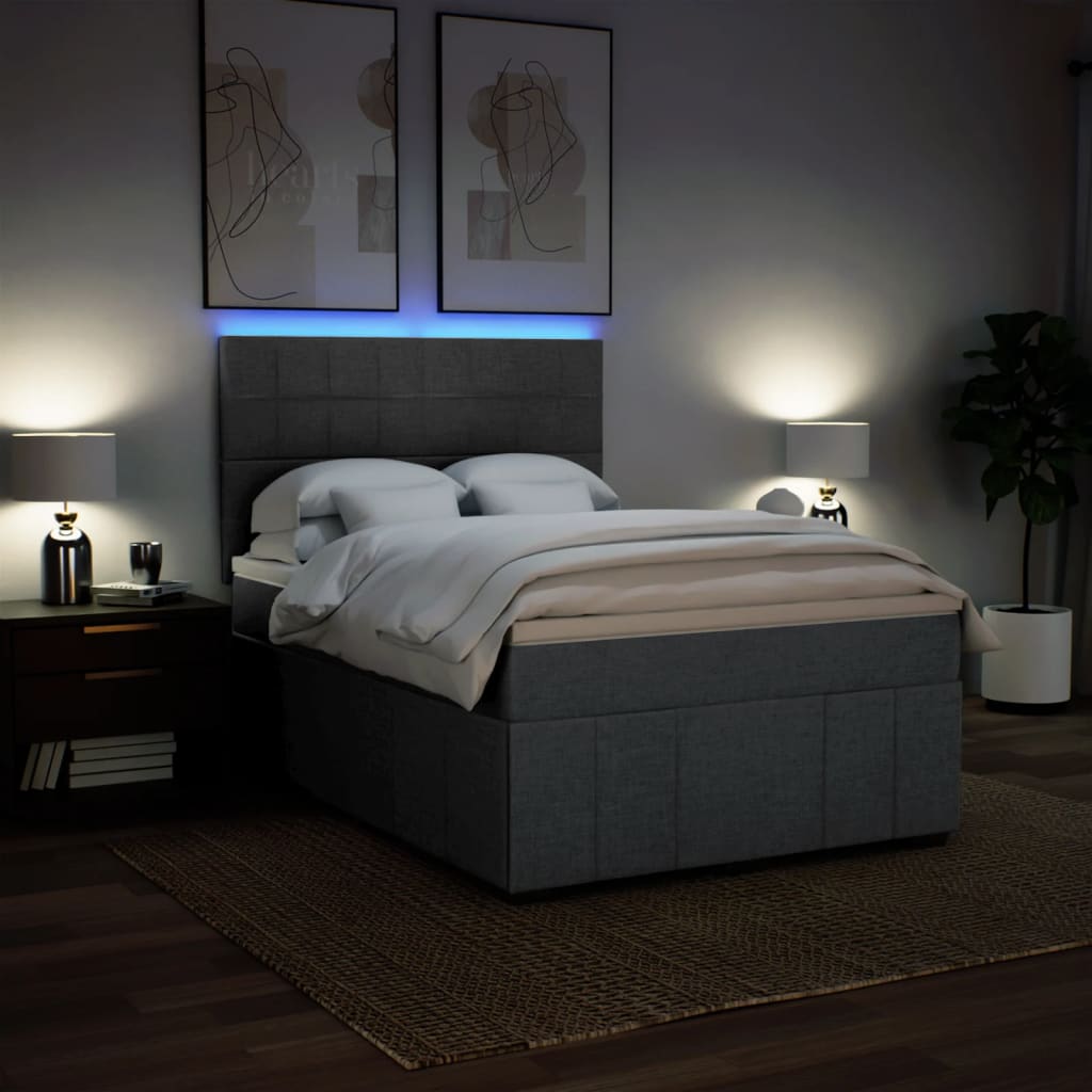 Box Spring Postel S Matrací Tmavě Šedá 140X200 Cm Textil
