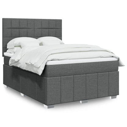 Box Spring Postel S Matrací Tmavě Šedá 140X200 Cm Textil