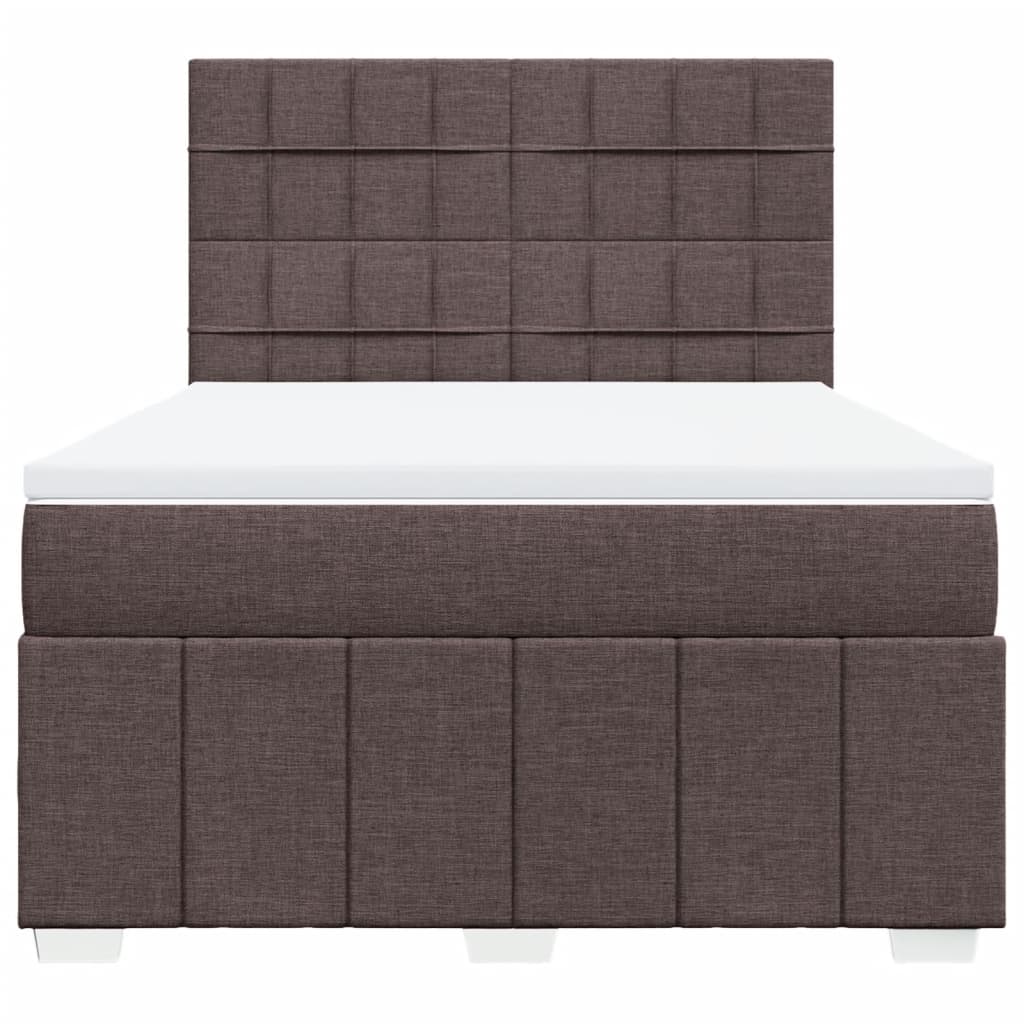 Box Spring Postel S Matrací Tmavě Hnědá 140X200 Cm Textil