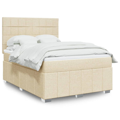 Box Spring Postel S Matrací Textil Krémová