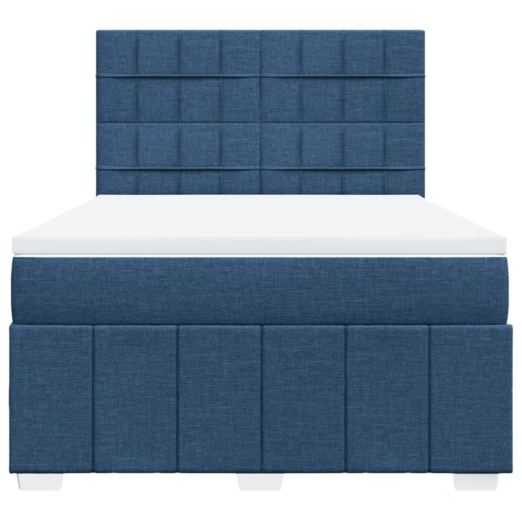 Box Spring Postel S Matrací Modrá 140X200 Cm Textil