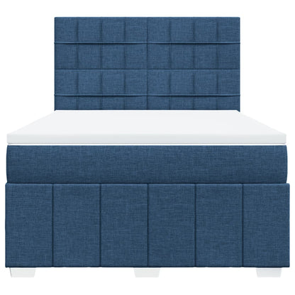 Box Spring Postel S Matrací Modrá 140X200 Cm Textil