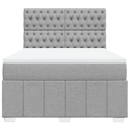 Box Spring Postel S Matrací Světle Šedá 140 X 200 Cm Textil