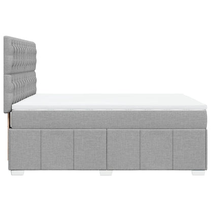 Box Spring Postel S Matrací Světle Šedá 140 X 200 Cm Textil