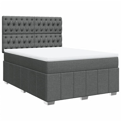 Box Spring Postel S Matrací Tmavě Šedá 140X200 Cm Textil