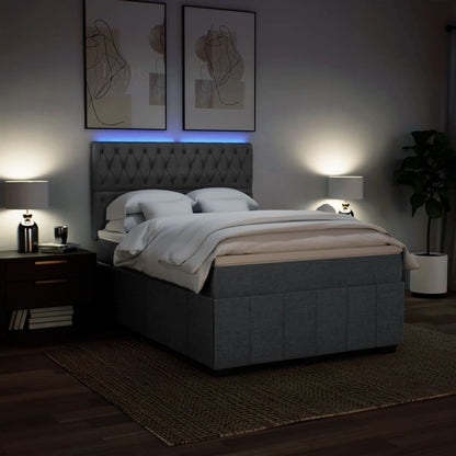 Box Spring Postel S Matrací Tmavě Šedá 140X200 Cm Textil