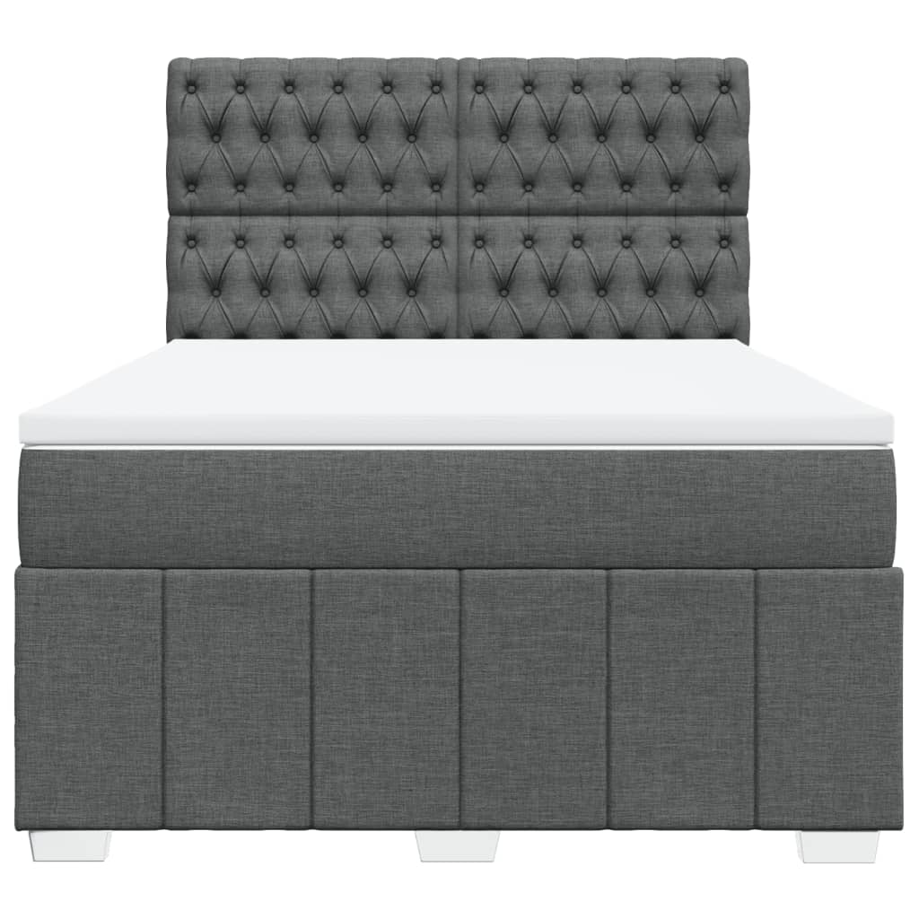 Box Spring Postel S Matrací Tmavě Šedá 140X200 Cm Textil