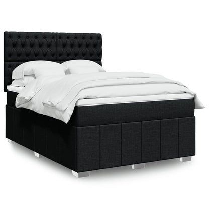 Box Spring Postel S Matrací Černá Textil Černá