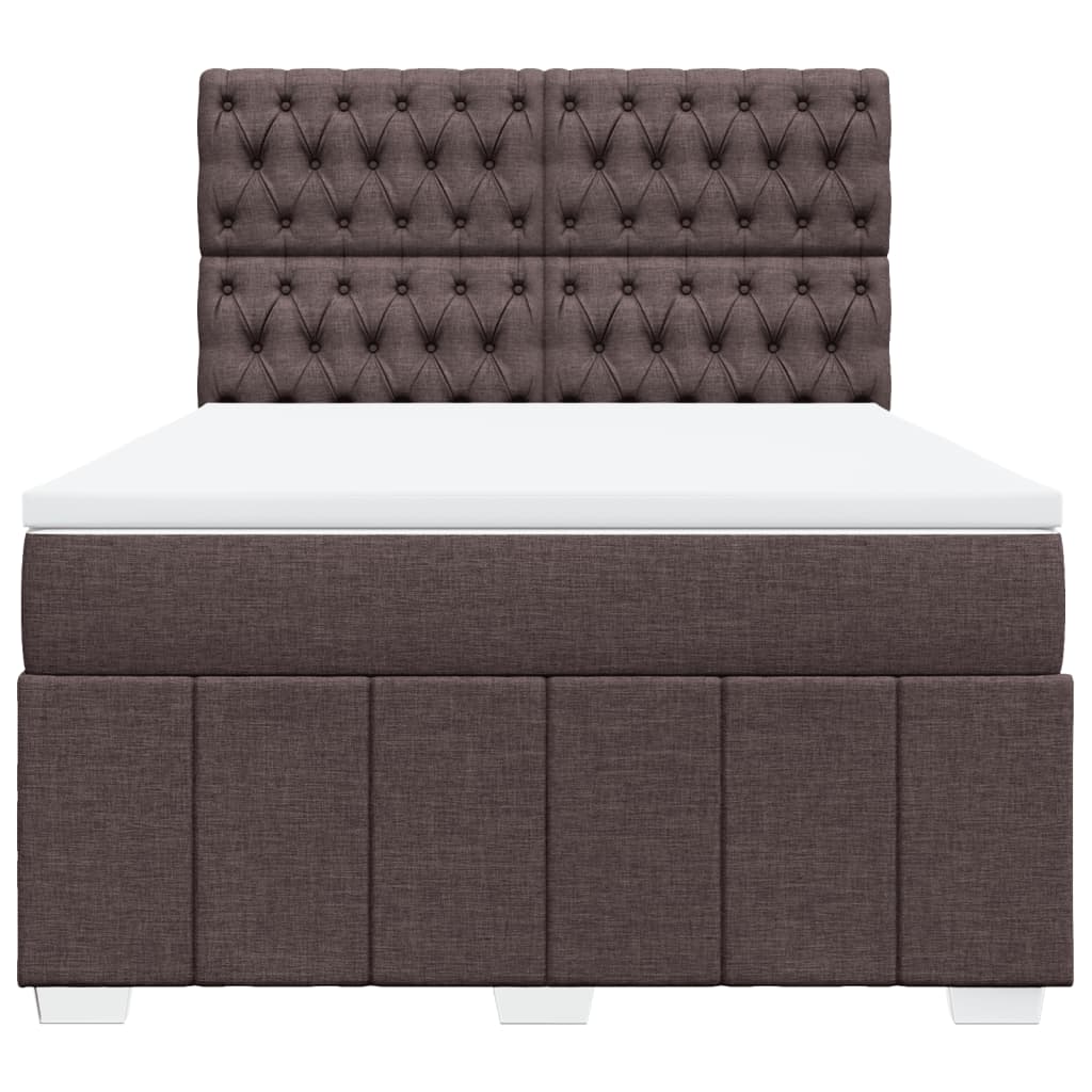 Box Spring Postel S Matrací Tmavě Hnědá 140X200 Cm Textil