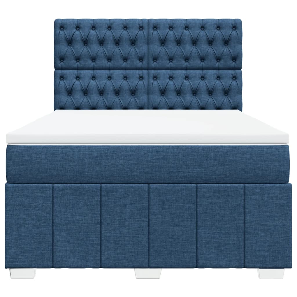 Box Spring Postel S Matrací Modrá 140X200 Cm Textil