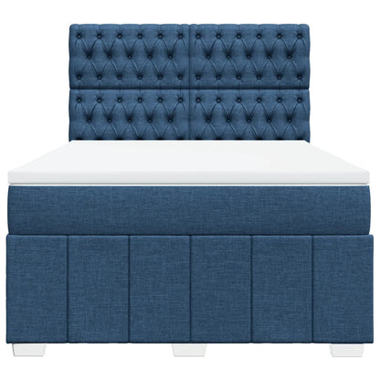 Box Spring Postel S Matrací Modrá 140X200 Cm Textil