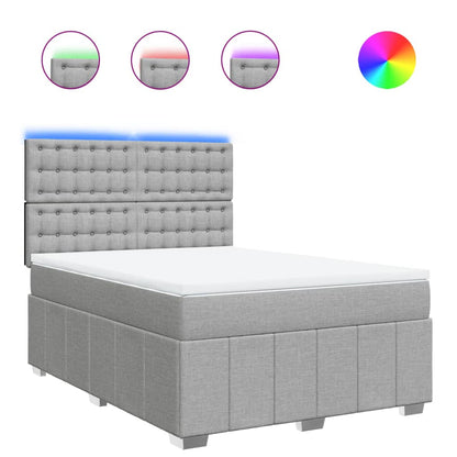 Box Spring Postel S Matrací Světle Šedá 140 X 200 Cm Textil