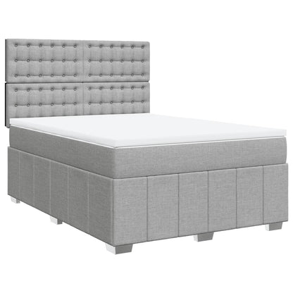 Box Spring Postel S Matrací Světle Šedá 140 X 200 Cm Textil