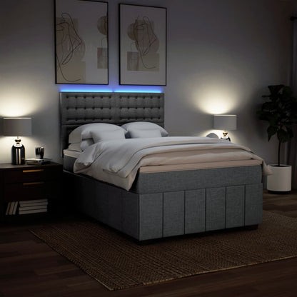 Box Spring Postel S Matrací Světle Šedá 140 X 200 Cm Textil