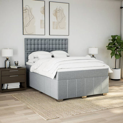Box Spring Postel S Matrací Světle Šedá 140 X 200 Cm Textil