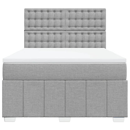 Box Spring Postel S Matrací Světle Šedá 140 X 200 Cm Textil