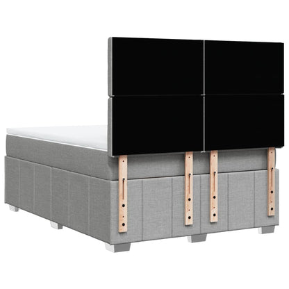 Box Spring Postel S Matrací Světle Šedá 140 X 200 Cm Textil