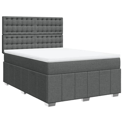 Box Spring Postel S Matrací Tmavě Šedá 140X200 Cm Textil