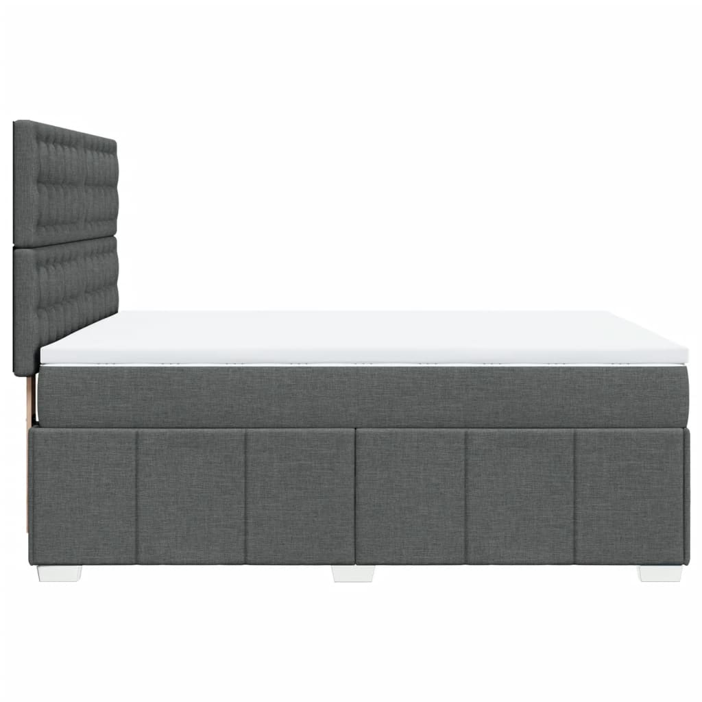 Box Spring Postel S Matrací Tmavě Šedá 140X200 Cm Textil