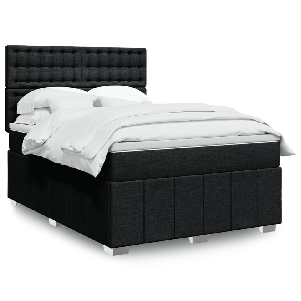 Box Spring Postel S Matrací Černá Textil Černá